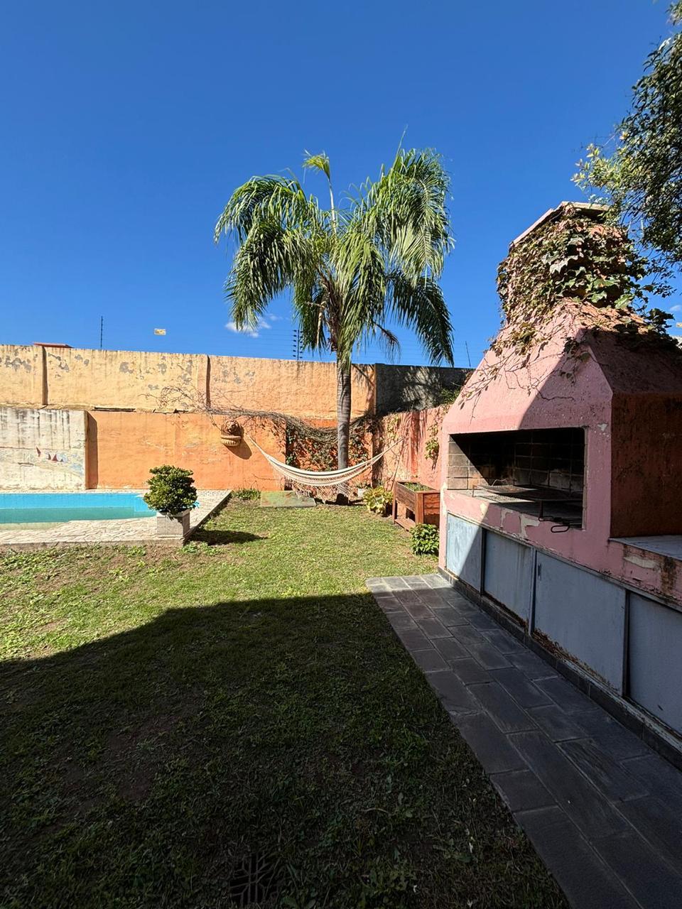 Quincho con parrilla y palmera